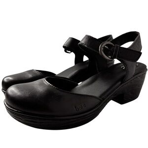 Boc Gia Black Leather Mary Jane Womens Comfort Shoe Size 9 Ankle Strap Platform